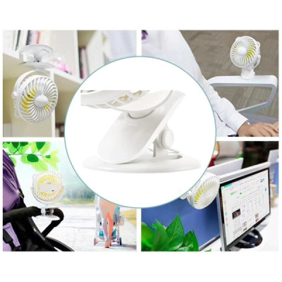 Mini Ventilator de Birou cu Acumulator si Talpa cu Prindere Tip Cleste