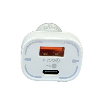 Incarcator Priza Auto PD 20W cu Doua Porturi Usb Standard A - Usb C si Cablu Usb LDO-R30