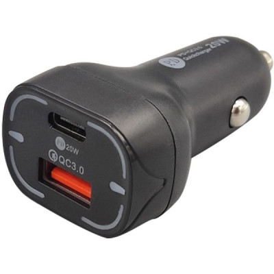 Incarcator Priza Auto PD 20W cu Doua Porturi Usb Standard A - Usb C si Cablu Usb Lightning LDO-R30