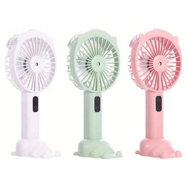 Ventilator Portabil cu Acumulator, Pulverizator de Apa si Stativ de Birou cu Suport de Telefon