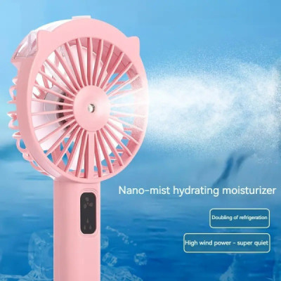 Ventilator Portabil cu Acumulator - Pulverizator de Apa si Stativ de Birou cu Suport de Telefon