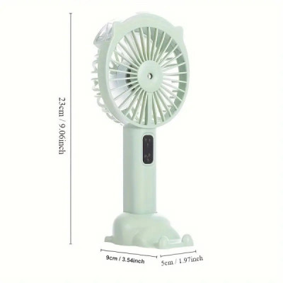 Ventilator Portabil cu Acumulator - Pulverizator de Apa si Stativ de Birou cu Suport de Telefon