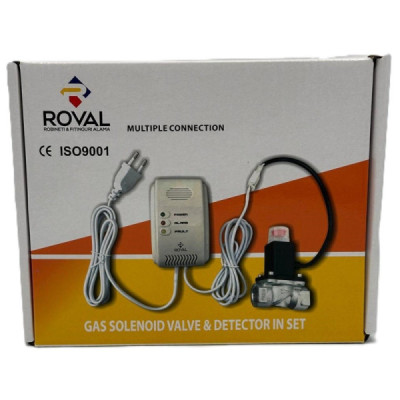 Detector de Gaz cu Electrovalva 220V Roval 3/4" 3M
