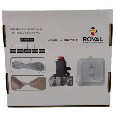 Set Detector de Gaz cu Electrovalva 220V Roval 3/4"