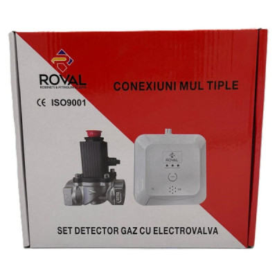Set Detector de Gaz cu Electrovalva 220V Roval 3/4"