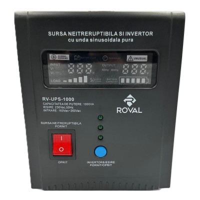 Sursa UPS Neintreruptibila 1000 VA (700 W) si Invertor cu Unda Sinusoidala Pura Roval