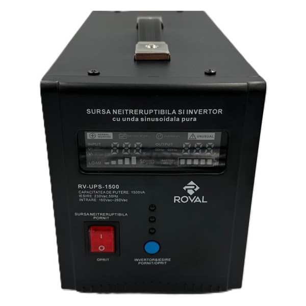 Sursa UPS Neintreruptibila 1500 VA (1050 W) si Invertor cu Unda Sinusoidala Pura Roval