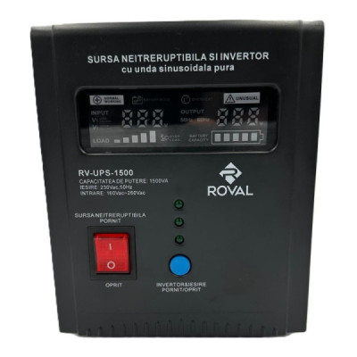 Sursa UPS Neintreruptibila 1500 VA (1050 W) si Invertor cu Unda Sinusoidala Pura Roval