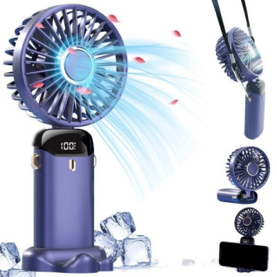 Ventilator Portabil cu Maner - Suport de Telefon - Ecran LCD si Acumulator Z9