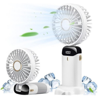 Ventilator Portabil cu Maner - Suport de Telefon - Ecran LCD si Acumulator Z9