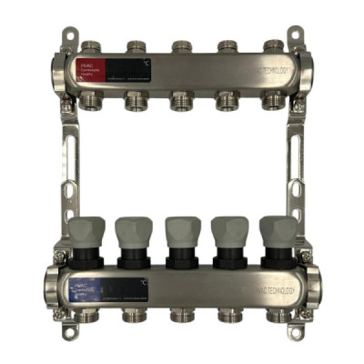 Distribuitor Inox 1" Roval Tur-Retur cu 5 - 6 - 7 - 8 - 9 - 10 - 11 si 12 Circuite Pentru Radiatoare Calorifere