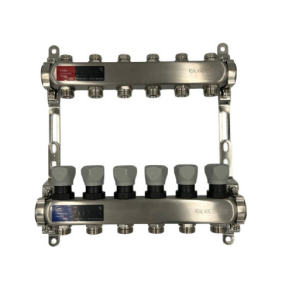 Distribuitor Inox 1" Roval Tur-Retur cu 5 - 6 - 7 - 8 - 9 - 10 - 11 si 12 Circuite Pentru Radiatoare Calorifere