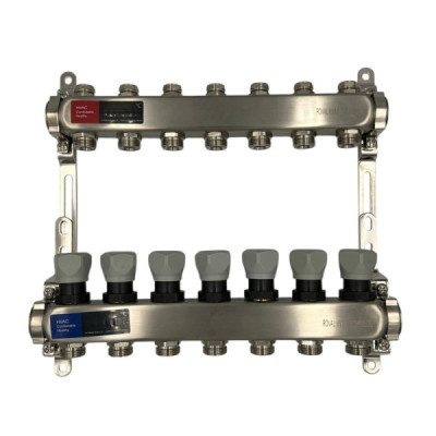 Distribuitor Inox 1" Roval Tur-Retur cu 5 - 6 - 7 - 8 - 9 - 10 - 11 si 12 Circuite Pentru Radiatoare Calorifere