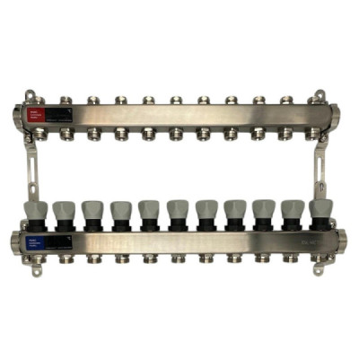 Distribuitor Inox 1" Roval Tur-Retur cu 5 - 6 - 7 - 8 - 9 - 10 - 11 si 12 Circuite Pentru Radiatoare Calorifere