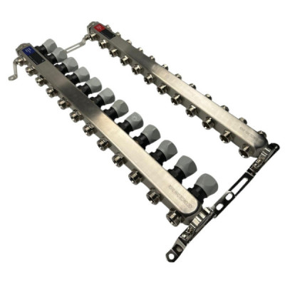 Distribuitor Inox 1" Roval Tur-Retur cu 5 - 6 - 7 - 8 - 9 - 10 - 11 si 12 Circuite Pentru Radiatoare Calorifere