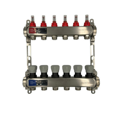 Distribuitor Inox 1" Roval Tur-Retur cu 5 - 6 - 7 - 8 - 9 - 10 - 11 si 12 Circuite Pentru Incalzire in Pardoseala