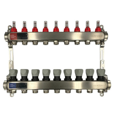 Distribuitor Inox 1" Roval Tur-Retur cu 5 - 6 - 7 - 8 - 9 - 10 - 11 si 12 Circuite Pentru Incalzire in Pardoseala