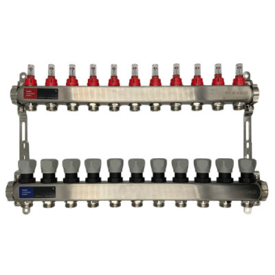 Distribuitor Inox 1" Roval Tur-Retur cu 5 - 6 - 7 - 8 - 9 - 10 - 11 si 12 Circuite Pentru Incalzire in Pardoseala