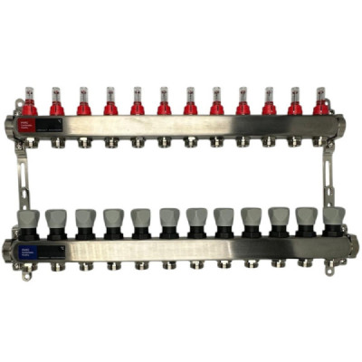 Distribuitor Inox 1" Roval Tur-Retur cu 5 - 6 - 7 - 8 - 9 - 10 - 11 si 12 Circuite Pentru Incalzire in Pardoseala