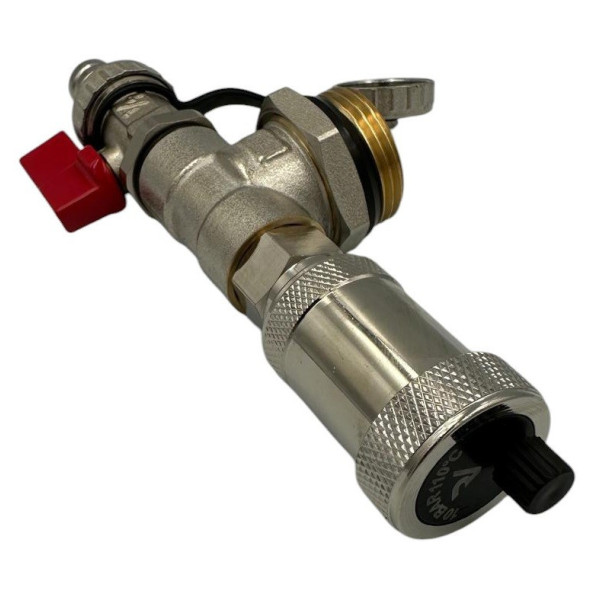 Capat Teu Distribuitor 1" cu Robinet Golire 1/2" si Aerisitor Automat 1/2" Incalzire in Pardoseala
