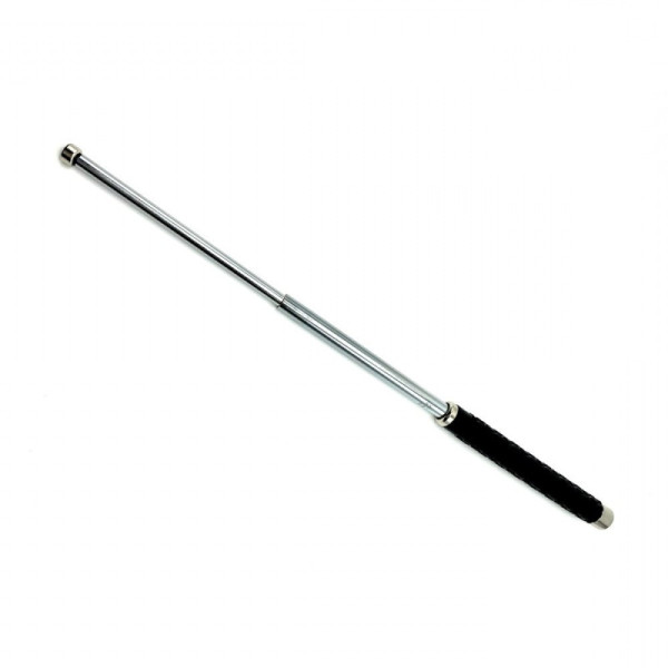 Baston Telescopic Profesional Mediu de Autoaparare cu 3 Elementi si Maner din Cauciuc