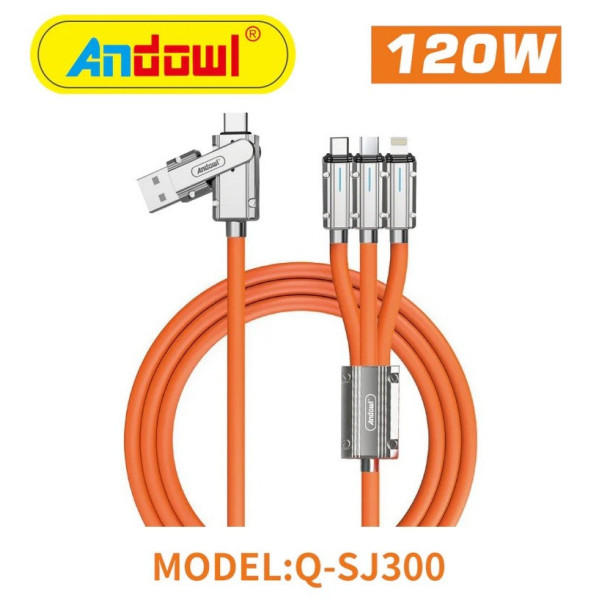 Cablu Usb de Incarcare si Transfer Date 5 in 1 Fast Charger 120W 6A 1,2M Q-SJ300