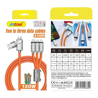 Cablu Usb de Incarcare si Transfer Date 5 in 1 Fast Charger 120W 6A 1 -2M Q-SJ300
