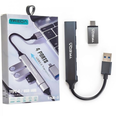 Extender Hub Usb cu 4 Porturi Compatibil cu Telefoane Mobile si PC Treqa