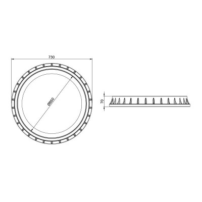 Capac Rotund cu Rama si Maner din Polipropilena Gri Pentru Canal sau Camin Diametru 650 Cm