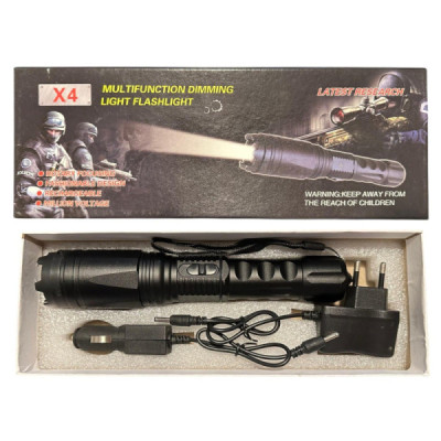 Electrosoc Metalic X4 in Forma de Lanterna Dimabila Include si Incarcator Auto