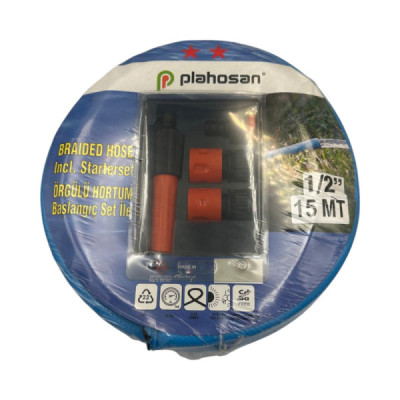 Kit Furtun Albastru cu Accesorii 12 -5 MM (1/2) - 12 BAR - 15 M Rola