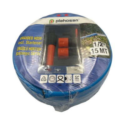 Kit Furtun Albastru cu Accesorii 12 -5 MM (1/2) - 12 BAR - 15 M Rola