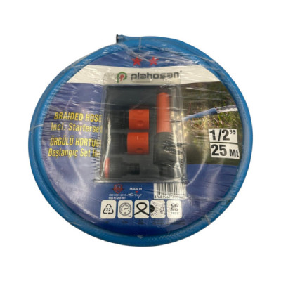 Kit Furtun Albastru cu Accesorii 12 -5 MM (1/2) - 12 BAR - 25 M Rola