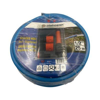 Kit Furtun Albastru cu Accesorii 12 -5 MM (1/2) - 12 BAR - 25 M Rola