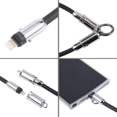 Cablu Usb C si Lightning de Incarcare Fast Charger 60W 1 -2M cu Suport de Telefon sau Chei