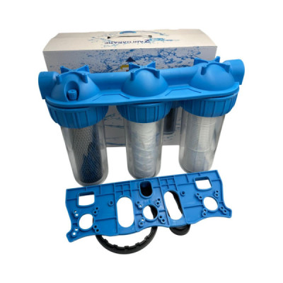 Filtru Roval de Apa 10” cu 3 Cartuse Filtrante - Nylon - Polipropilena si Carbune Activ