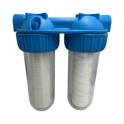 Filtru Roval de Apa 10” cu 2 Cartuse Filtrante - Nylon - Polipropilena si Carbune Activ