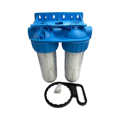Filtru Roval de Apa 10” cu 2 Cartuse Filtrante - Nylon - Polipropilena si Carbune Activ