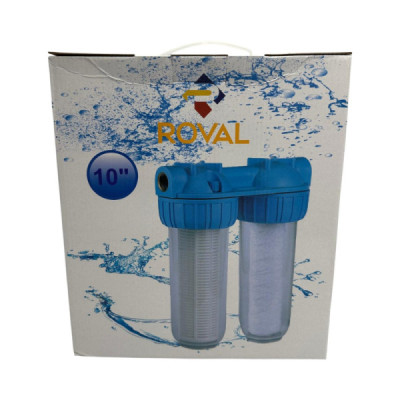 Filtru Roval de Apa 10” cu 2 Cartuse Filtrante - Nylon - Polipropilena si Carbune Activ