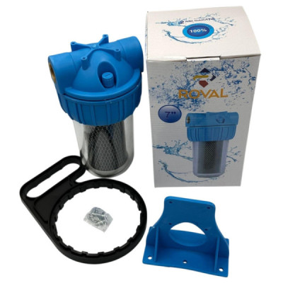 Filtru Roval de Apa 7" X ¾ cu 1 Cartus Filtrant Carbune Activ