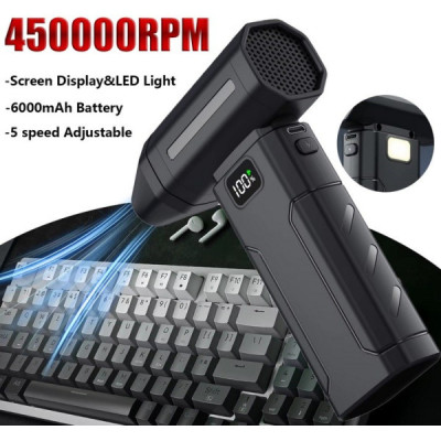 Mini Suflanta Foarte Puternica cu Acumulator - Display - Lumina Alba si Functie Turbo X8