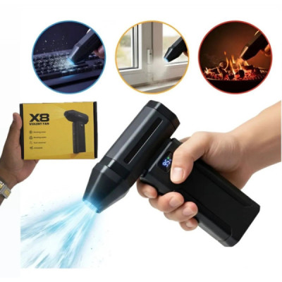 Mini Suflanta Foarte Puternica cu Acumulator - Display - Lumina Alba si Functie Turbo X8
