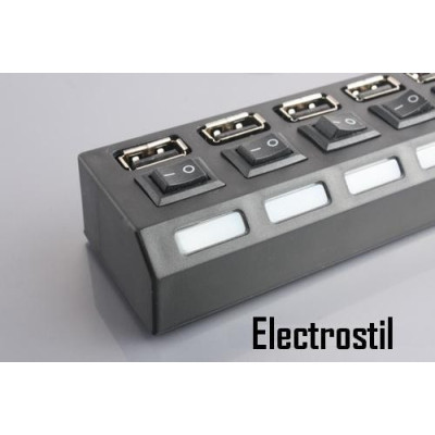 Hub Usb 7 Porturi cu Butoane Individuale On/Off