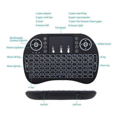 Mini Telecomanda cu Touchpad si Tastatura Qwerty Iluminata
