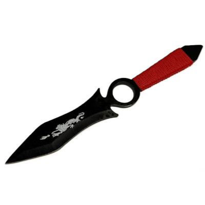Set 6 Cutite de Aruncat cu Manere Rosii si Husa de Prindere la Picior