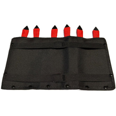 Set 6 Cutite de Aruncat cu Manere Rosii si Husa de Prindere la Picior