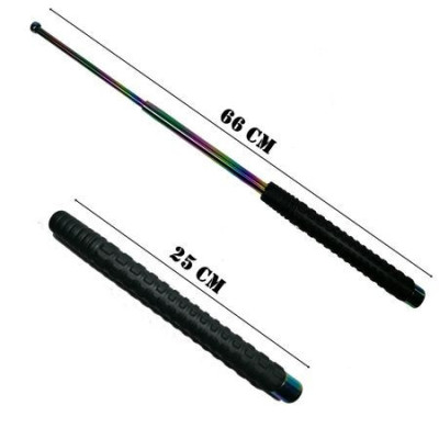 Baston Telescopic Profesional de Autoaparare cu 3 Elementi si Maner din Cauciuc Eagle Baton